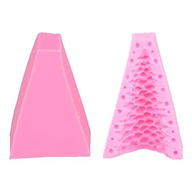Imagem de Moldes de silicone árvore de natal 3d diy, antiaderente durável, resistente a altas temperaturas, moldes de fondant para casa, padaria, rosa, 2 peças