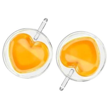 Imagem de Kit 2 Canecas Vidro Borossilicato Duplo Coração 150ml Xícara