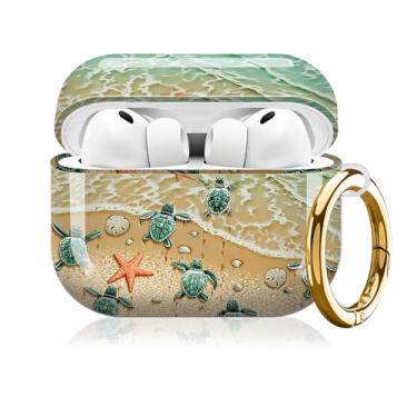 Imagem de Compatível com AirPod Pro 3 (2025), linda capa para mulheres e homens, capa rígida à prova de choque com chaveiro, acessórios de capa de carregamento sem fio (Turtle Beach)