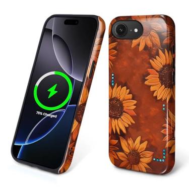 Imagem de Flivro Capa magnética para iPhone 16e, compatível com Magsafe, capa rígida de policarbonato e amortecedor interno de silicone, antiarranhões, design fino à prova de choque - Girassol retrô