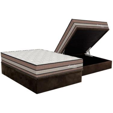 Imagem de Cama Box Baú Casal: Colchão Molas Ensacadas Orthoflex Seleto + Base Crc Suede Brown (138x188)