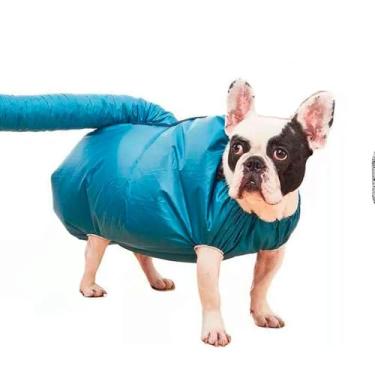 Imagem de Capa de Secagem Rápida para Pet, Azul, com Forro Térmico, Tamanho L, 75cm x 45cm, para Labrador, Golden Retriver, Dalmata, Rottweiler, com Tubo para Secador
