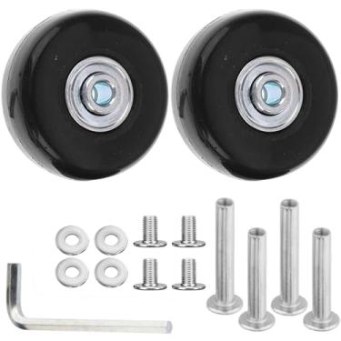 Imagem de Qigfucm Substituição de rodas de bagagem pequenas de 40 x 18 mm, 2 peças de rodas giratórias lisas universais, kit de reparo de rodas de carrinho de viagem de borracha preta silenciosa