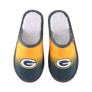 Imagem de FOCO Chinelo masculino NFL com logotipo principal bordado sherpa forrado gradiente, Green Bay Packers, 11-12
