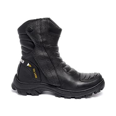 Imagem de Bota Motociclista Modelo 0400, Couro Premium, Cano Alto, Protetor de Marcha, Calce Fácil com Trava, Repelente à Água (Preto, Padrão, BR, Adulto, Numérico, 41)