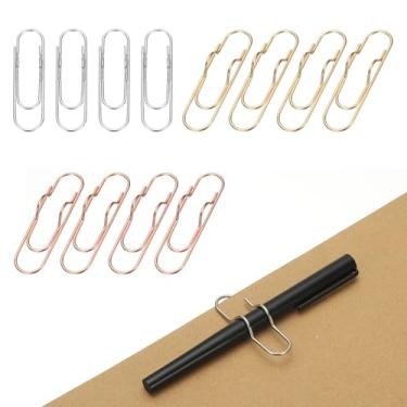 Imagem de PATIKIL 12 clipes de suporte de caneta para caderno, clipe de caneta de metal de 7 x 1,7 cm para prancheta de escritório, jornal, organizadores de mesa de casa, ouro/prata/ouro rosa