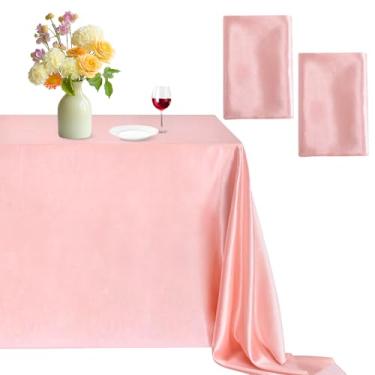 Imagem de B-COOL Toalha de mesa de cetim ouro rosa: pacote com 2 toalhas de mesa retangulares de 144,8 x 304,8 cm para cerimônia de chá de bebê de casamento