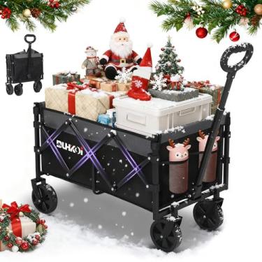 Imagem de DUHKOI Carrinho dobrável com rodas dobrável, carrinho utilitário dobrável leve de 5 kg, carrinhos de compras de 90 L, versátil para esportes de jardim, acampamento, uso ao ar livre (preto e cinza)