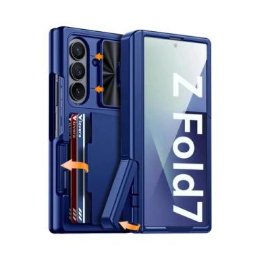 Imagem de Capa De Silicone Azul À Prova De Choque Para Galaxy Z Fold 7 Com Porta