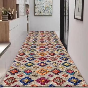 Imagem de HGTRH Tapete para cozinha lavável, tapete de cozinha corredor antiderrapante, tapete de veludo de cristal estreito corredor para entrada corredores cozinha lavanderia, amigo da pele A 50 x 450 cm