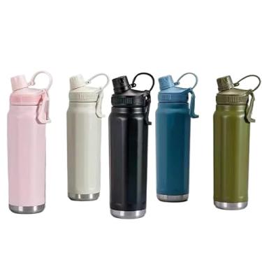 Imagem de Garrafa Térmica Inox 800ml - Mantém 12h Gelada e 5h Quente, Isolamento a Vácuo, Alça Resistente, Cores Sortidas (Rosa, Azul, Verde, Preto, Branco) - Para Academia, Trabalho e Dia a Dia(BRANCO)