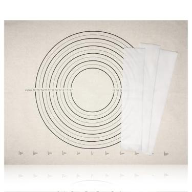 Imagem de Conjunto de 4 peças de pano de pastelaria e rolo de massa, 3 peças de capas de rolo branco de 33 x 7 cm e 1 pastelaria grande de 63 x 50 cm para enrolar, massa antiaderente, assar pão