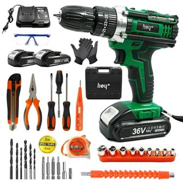 Imagem de Parafusadeira e Furadeira de Impacto 36V, Ferramenta 3 em 1 com 2 Velocidades e 25+3 Níveis de Torque, Bateria Recarregável, Kit Completo para Madeira, Metal e Concreto, Maleta Inclusa