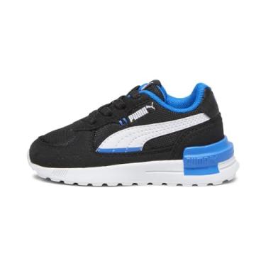 Imagem de PUMA Tênis infantil unissex Graviton com fecho alternativo, Puma Preto-puma branco-corrida azul, 18