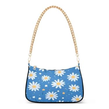 Imagem de CEBUGI Bolsas transversais femininas bolsa de ombro margaridas bolsa clutch elegante com alça de corrente