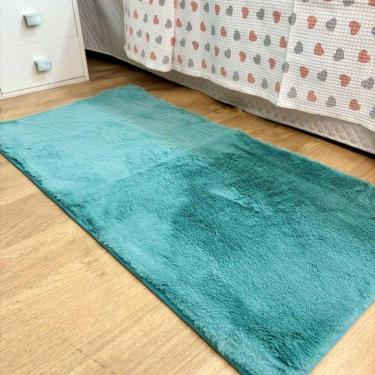Imagem de Tapete Chinchila Basa Antiderrapante 50x100cm Verde Mar