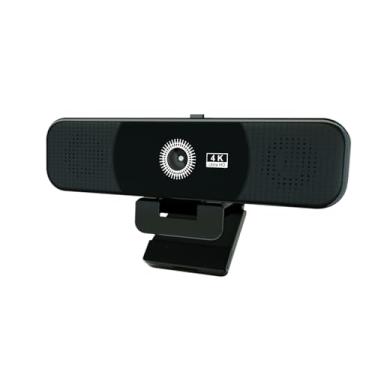 Imagem de ceabulila Webcam 4K com microfone e alto-falante, webcam para PC com capa, 4 microfones de matriz, 2 alto-falantes, correção automática de pouca luz, câmera USB para conferência/aula online