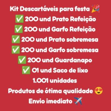 Imagem de kit Descartável Para Festa Refeição e Sobremesa Prato Garfo Guardanapo