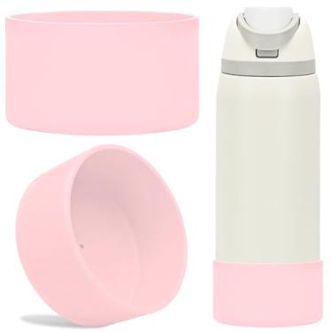Imagem de TQONEP 2 peças de bota de silicone para garrafa de água Owala 680 g 947 g, capa protetora antiderrapante para garrafa de água de aço inoxidável Flip/Twist/FreeSip (rosa, 946 ml)