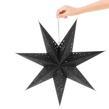 Imagem de Tofficu 3 luminárias com pingente de estrela preta, lanternas de papel penduradas para festa de Natal, decoração de casa, festival, decorações suspensas