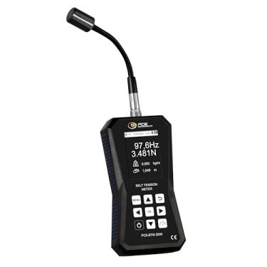 Imagem de PCE Instruments Medidor de tensão de correia PCE-BTM 2000A, para configuração de correia de transmissão, mede 10 a 900 Hz e calcula a tensão (N/lbf), com sensor de pescoço de ganso, memória de valor
