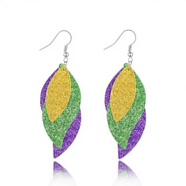 Imagem de Brincos femininos de carnaval, máscara de lantejoulas, coroa, argola, folha de carnaval, círculo, brinco, joias de carnaval, acessórios para presentes de festa, Large, Metal, Sem pedra preciosa