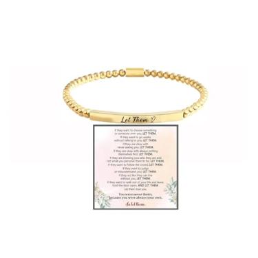 Imagem de LIU JUN Pulseira feminina inspiradora Don't Let The Hard Days Win com contas e contas ajustáveis, turquesa, turquesa, obsidiana, pulseira de aço inoxidável, presentes inspiradores, joias, Large, Aço