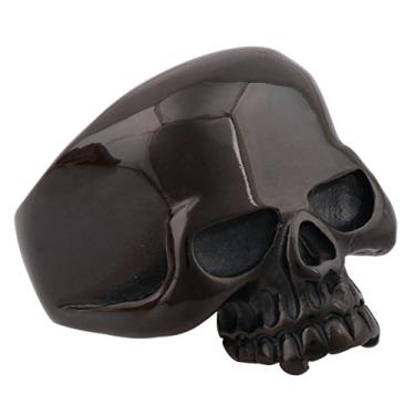 Imagem de Anel punk masculino de aço inoxidável com cabeça de caveira fresca