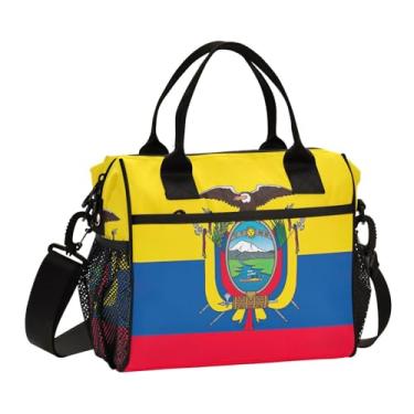 Imagem de Lancheira pequena com bandeira do Equador, lancheira térmica infantil, lancheira de escritório para mulheres, lancheira com suporte de garrafa