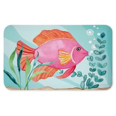 Imagem de Tapete de piso antifadiga subaquático divertido e brilhante, acolchoado ergonômico para cozinha e tapete de pé com suporte antiderrapante, tapete confortável ecológico, design por Audrey Jeanne