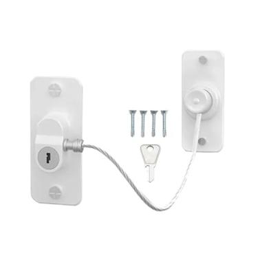 Imagem de Fechaduras de porta de janela de metal, fechaduras de corrente de janela, kits de trava de janela de metal, fácil instalação, ferragens domésticas para janelas, portas, geladeiras, armários, cercas