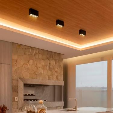Imagem de 3 Mini Spot Led Downlight Triplo Preto Sobrepor Sala Luz05