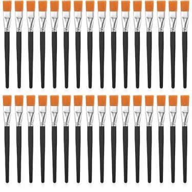 Imagem de 40 pincéis planos de 2,5 cm para pintura acrílica, aquarela, pincel de pintura acrílica, grande, pincel de pintura artística com alças de madeira para acrílico, aquarela, óleo, artesanato, arte