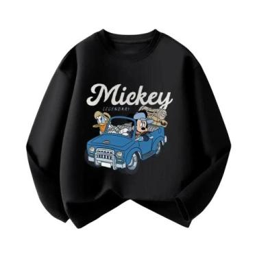 Imagem de Camiseta Infantil Preta De Manga Longa Com Estampa Do Mickey Casual Es