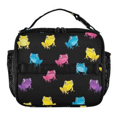 Imagem de Joisal Lancheira amarela colorida de sapos de desenho animado para mulheres meninas lancheira masculina infantil lancheira para trabalho reutilizável bolsa térmica para escola