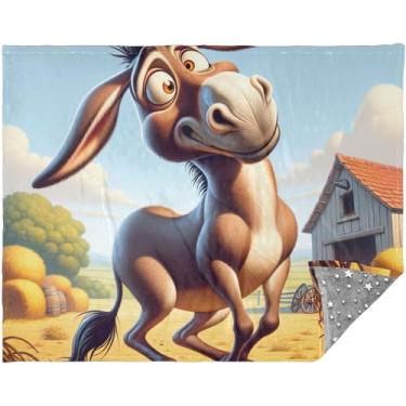 Imagem de TSENQUE Cobertores engraçados de burro de desenho animado para sofá 177,8 cm x 139,7 cm Cobertores felpudos de Natal para mulheres cobertor fofo personalizado de verão