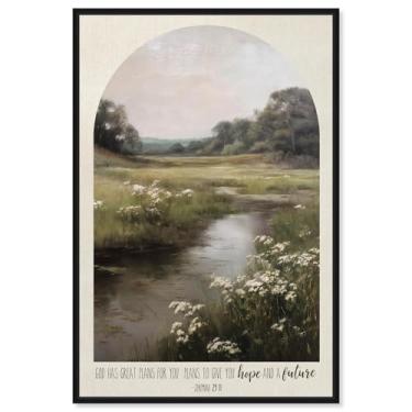 Imagem de God Has Great Plans Nature Canvas Print Jesus Wall Art por Art Remedy, moldura preta, 25 x 38 cm