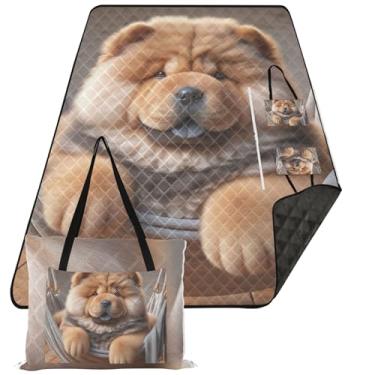 Imagem de TSENQUE Cobertor de praia à prova de areia para cachorro fofo Chow Chow Chow, impermeável, cobertor de acampamento, cobertor de piquenique dobrável, grande, 203 x 152 cm