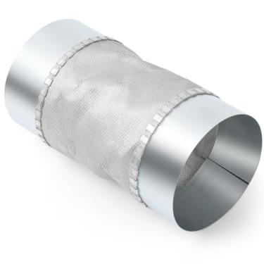 Imagem de Otoolling Conector de duto flexível de 10 cm, conector redondo de ventilação de secador de aço galvanizado com lona à prova d'água para secadores, exaustores, HVAC e outros cenários domésticos, prata