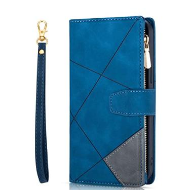 Imagem de ZCDAYE Capa para Samsung Galaxy S23 Plus, capa carteira para celular Samsung S23 Plus, capa de couro flip com textura de recuo para Samsung S23 Plus, azul