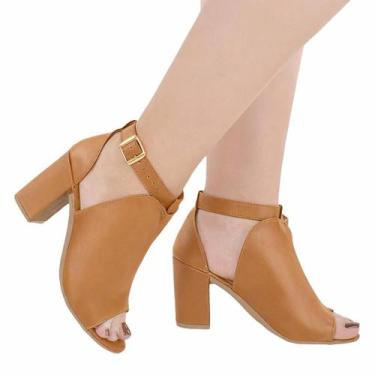 Imagem de Sandália Feminina Madale Ankle Boot Elegante Moda Confortável, Caramel