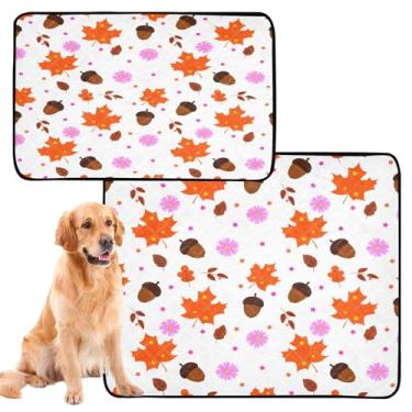 Imagem de CEBUGI Almofadas de xixi laváveis para cães, pacote com 3, almofadas impermeáveis para filhotes de cachorro, antiderrapantes, à prova de vazamento, para cercadinho, cama, folhas de bordo