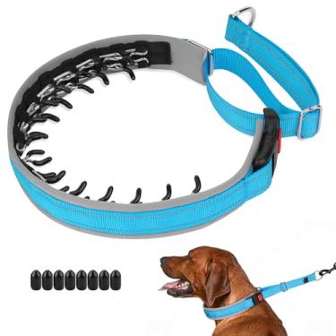 Imagem de Mayerzon Coleira para cães Martingale para puxar, coleira de caminhada patenteada sem puxar com fivela para cães de médio porte bulldog pitbull pastor alemão, reflexiva, ajustável (G, azul claro)