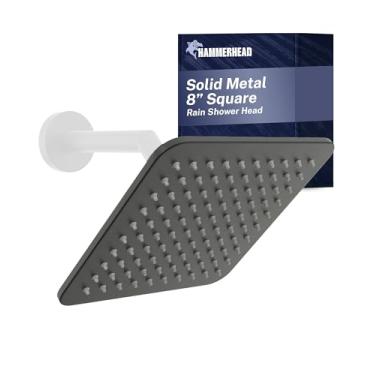Imagem de HammerHead Showers Chuveiro de chuva quadrado de 20 cm de metal, cabeça de chuveiro de alto fluxo otimizada para pressão, preto fosco, 2,5 GPM