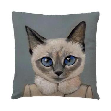 Imagem de Capa De Almofada Decorativa De Linho Com Estampa De Gato Para Sofá, Ca