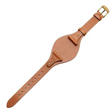 Imagem de TPUOTI Pulseira de relógio de couro genuíno de liberação rápida para fóssil ES4114 ES4113 ES3625 ES3616 pulseira de relógio feminina 18 mm pulseira moderna (cor: marrom claro, ouro, tamanho: 18 mm)