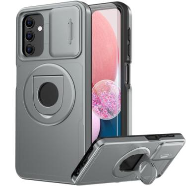 Imagem de FUNMIKO Capa para Samsung Galaxy A55 com proteção de lente de câmera deslizante e protetor de tela, suporte magnético, capa protetora de telefone à prova de choque para homens, mulheres e meninas,