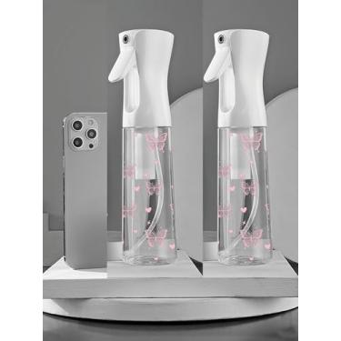 Imagem de 2 frascos de spray de embalagem original de 300 ml, corpo transparente da garrafa. Adequado para vários usos, como cabelo e plantas. Pulverizador contínuo, névoa de água ultrafina.