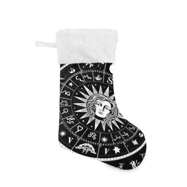 Imagem de ATTX Meias de Natal com símbolos do zodíaco, suportes de presente brancos de pelúcia para decorações de festas de fim de ano (17,7 polegadas, pacote com 2) #216