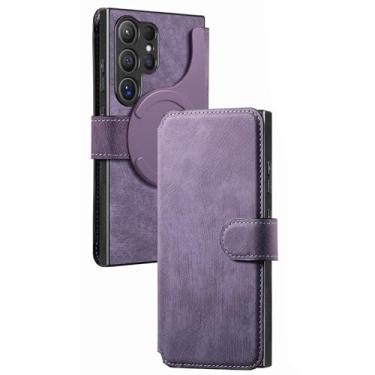 Imagem de Capa de couro para Samsung Galaxy S25/S25 Plus/S25 Ultra, capa com porta-cartões destacável para negócios, capa magnética ultrafina